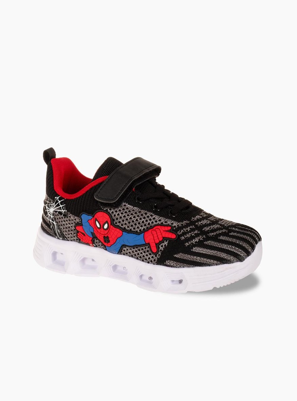 Αθλητικά για αγόρι spiderman με κούμπωμα velcro και φωτάκια στη σόλα ΜΑΥΡΟ/ΓΚΡΙ Αθλητικά για αγόρι spiderman με κούμπωμα velcro και φωτάκια στη σόλα ΜΑΥΡΟ/ΓΚΡΙ