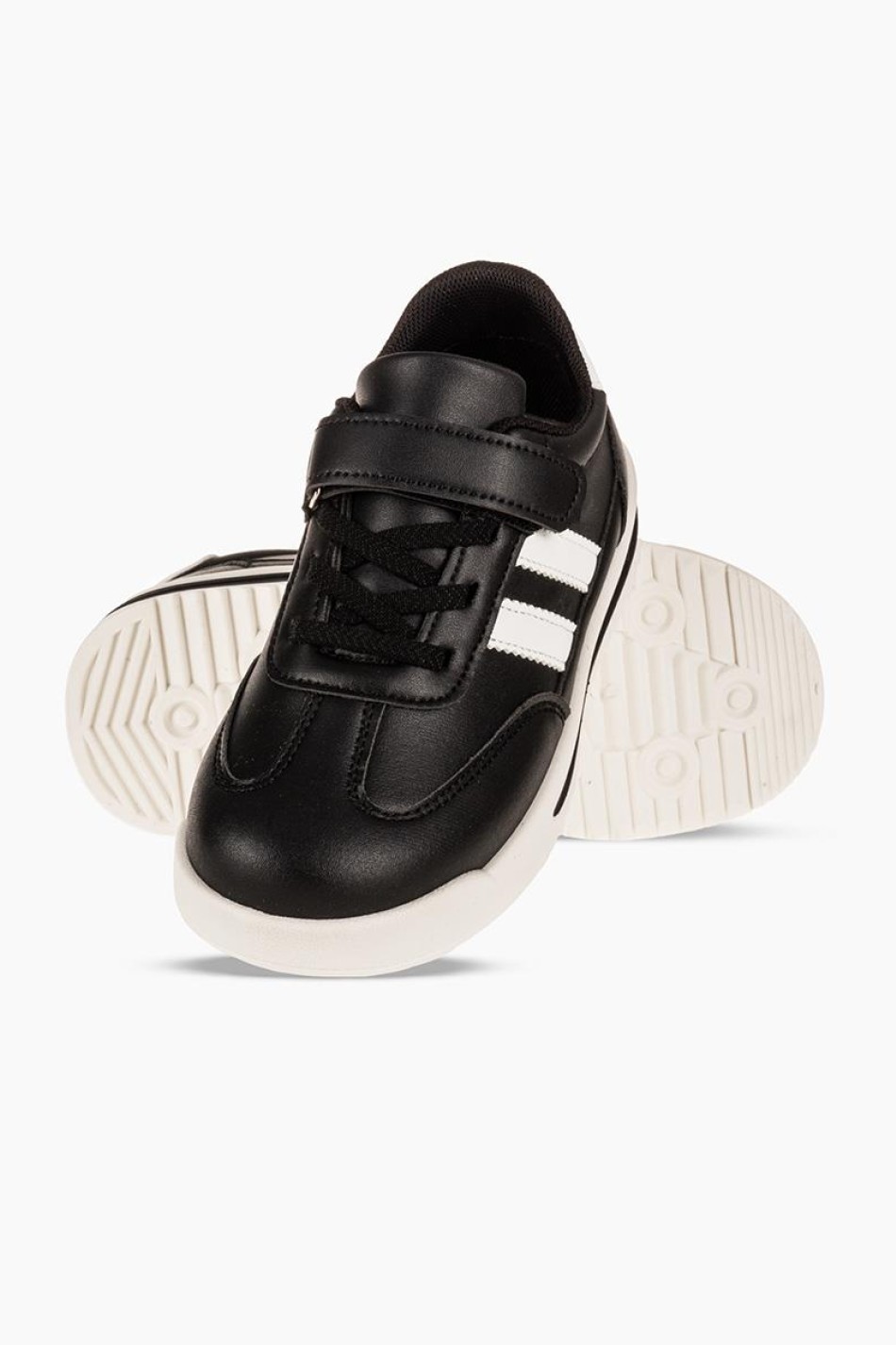 Sneakers για αγόρια με velcro και διπλή ρίγα στο πλάι ΜΑΥΡΟ Sneakers για αγόρια με velcro και διπλή ρίγα στο πλάι ΜΑΥΡΟ