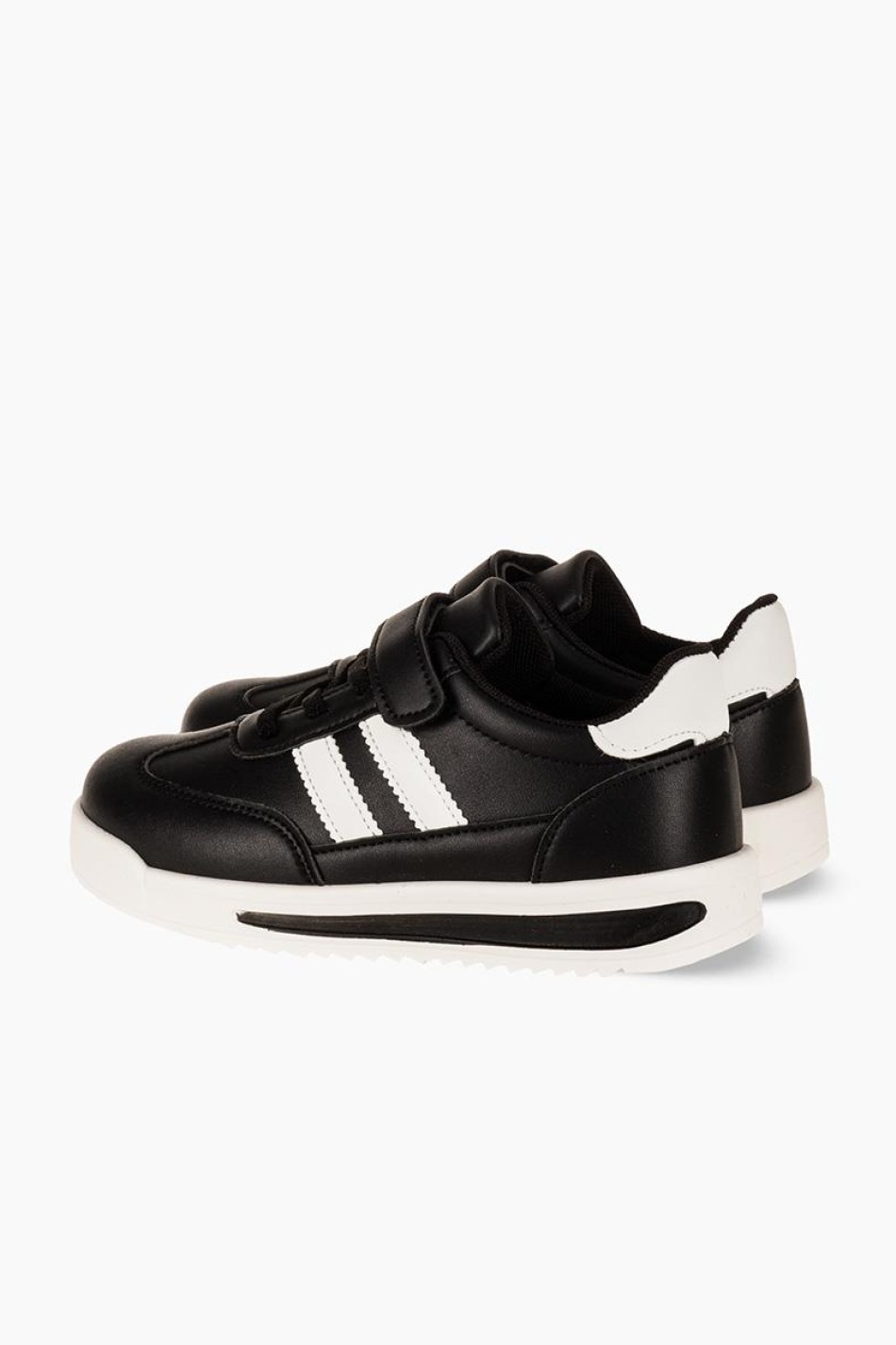 Sneakers για αγόρια με velcro και διπλή ρίγα στο πλάι ΜΑΥΡΟ Sneakers για αγόρια με velcro και διπλή ρίγα στο πλάι ΜΑΥΡΟ