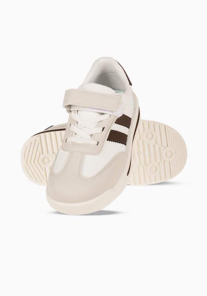 Sneakers για αγόρια με velcro και διπλή ρίγα στο πλάι ΓΚΡΙ