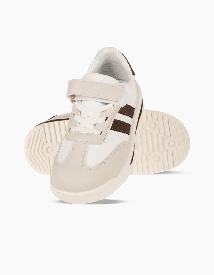 Sneakers για αγόρια με velcro και διπλή ρίγα στο πλάι ΓΚΡΙ