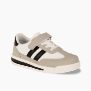 Sneakers για αγόρια με velcro και διπλή ρίγα στο πλάι ΑΣΠΡΟ/ΓΚ Sneakers για αγόρια με velcro και διπλή ρίγα στο πλάι ΑΣΠΡΟ/ΓΚ