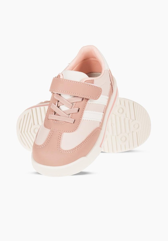 Sneakers για κορίτσια με velcro και ελαστικά κορδόνια ΡΟΖ