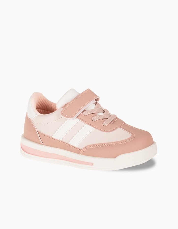 Sneakers για κορίτσια με velcro και ελαστικά κορδόνια ΡΟΖ