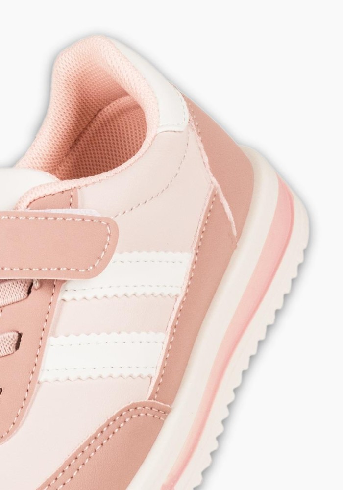 Sneakers για κορίτσια με velcro και ελαστικά κορδόνια ΡΟΖ