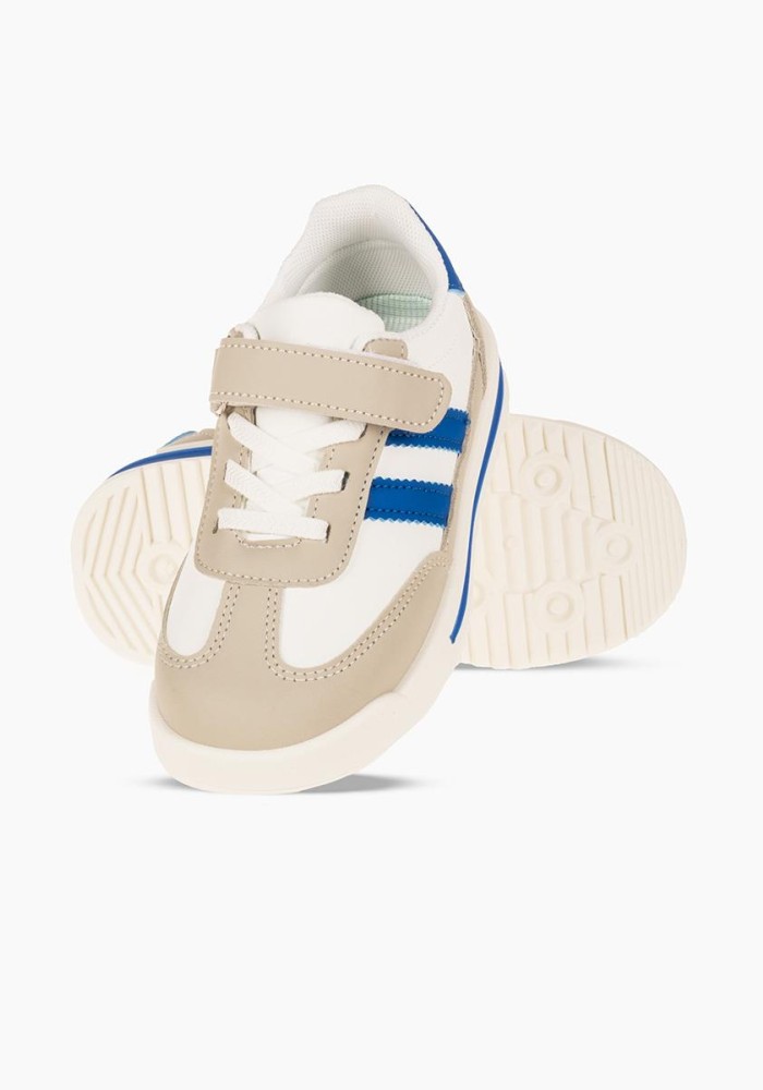 Sneakers για κορίτσια με velcro και ελαστικά κορδόνια ΑΣΠΡΟ/ΜΠΛΕ