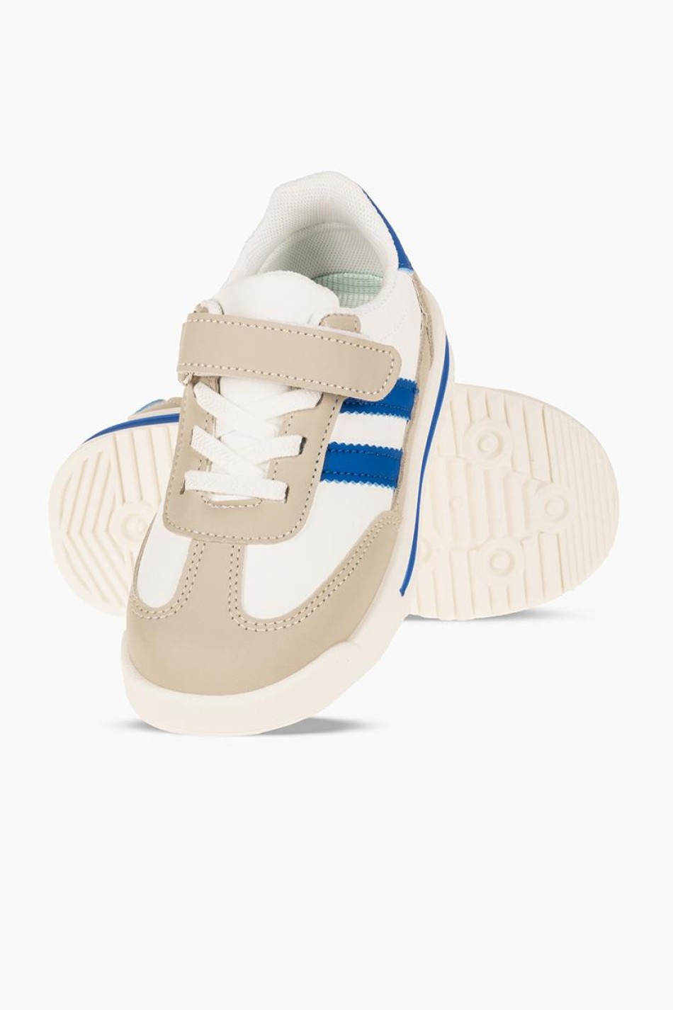 Sneakers για κορίτσια με velcro και ελαστικά κορδόνια ΑΣΠΡΟ/ΜΠΛΕ Sneakers για κορίτσια με velcro και ελαστικά κορδόνια ΑΣΠΡΟ/ΜΠΛΕ