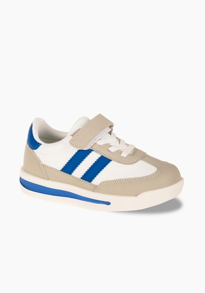 Sneakers για κορίτσια με velcro και ελαστικά κορδόνια ΑΣΠΡΟ/ΜΠΛΕ