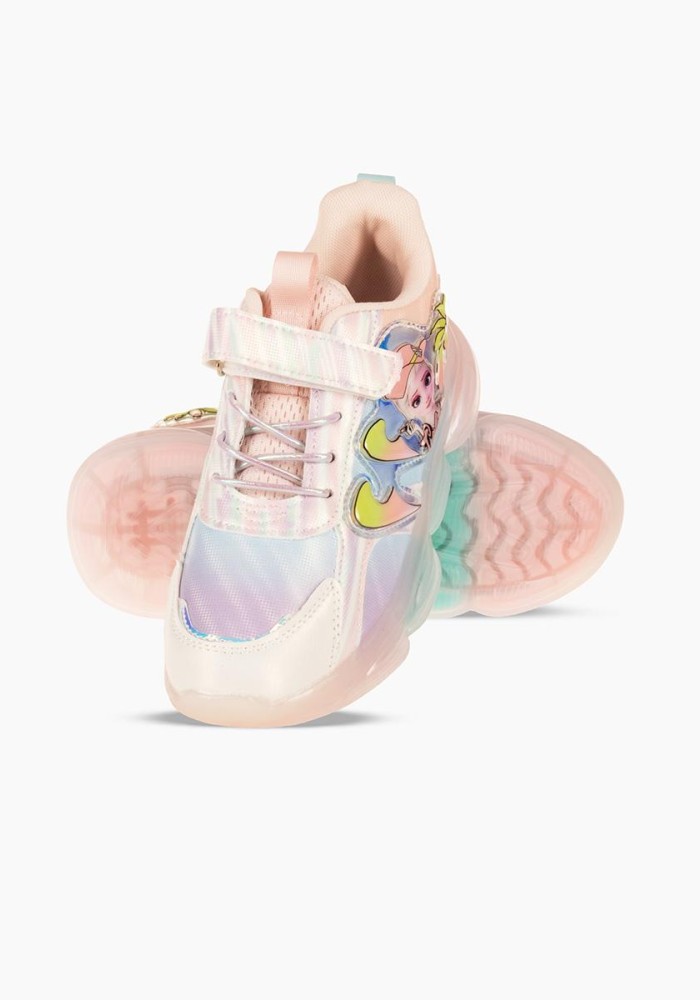 Sneakers για κορίτσι με χρώματα rainbow και διακοσμητικό σχέδιο ΡΟΖ