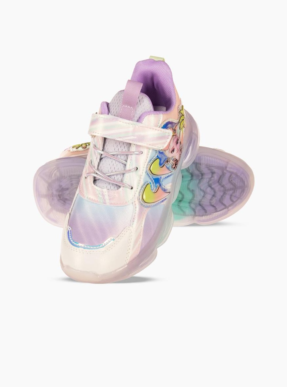 Sneakers για κορίτσι με χρώματα rainbow και διακοσμητικό σχέδιο ΜΩΒ
