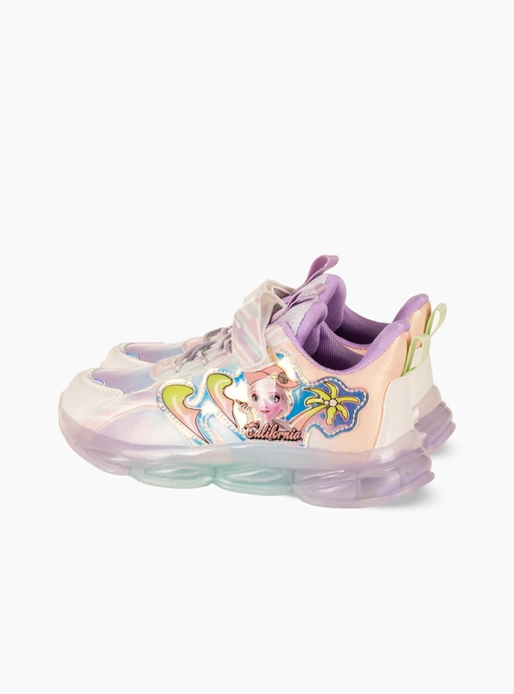 Sneakers για κορίτσι με χρώματα rainbow και διακοσμητικό σχέδιο ΜΩΒ