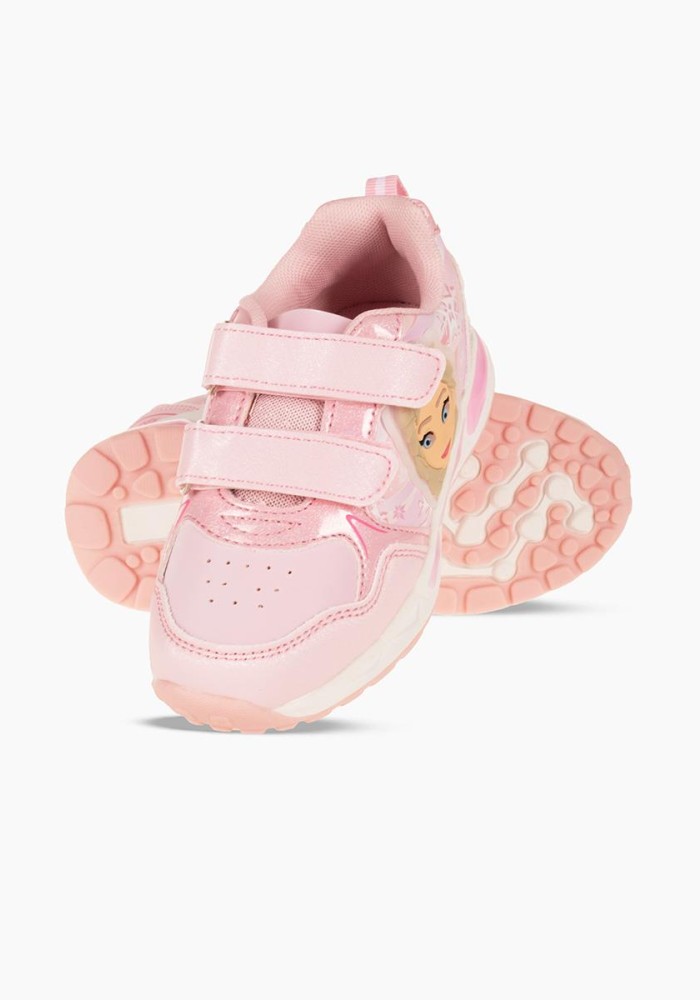 Sneaker για κορίτσια με κούπωμα velcro και σχέδιο πριγκίπισσα ΡΟΖ