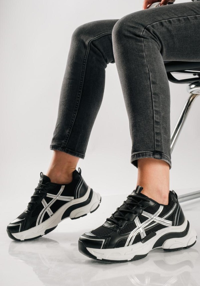 Chunky sneakers σε συνδυασμό χρωμάτων ΜΑΥΡΟ
