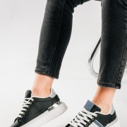 Δίσολα sneakers με denim λεπτομέρειες στο πλάι ΜΑΥΡΟ Δίσολα sneakers με denim λεπτομέρειες στο πλάι ΜΑΥΡΟ