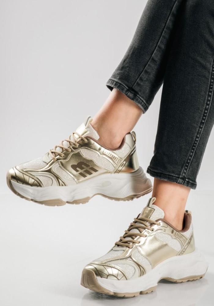 Chunky sneakers με διακριτικές λάμψεις και σχέδια ΧΡΥΣΟ
