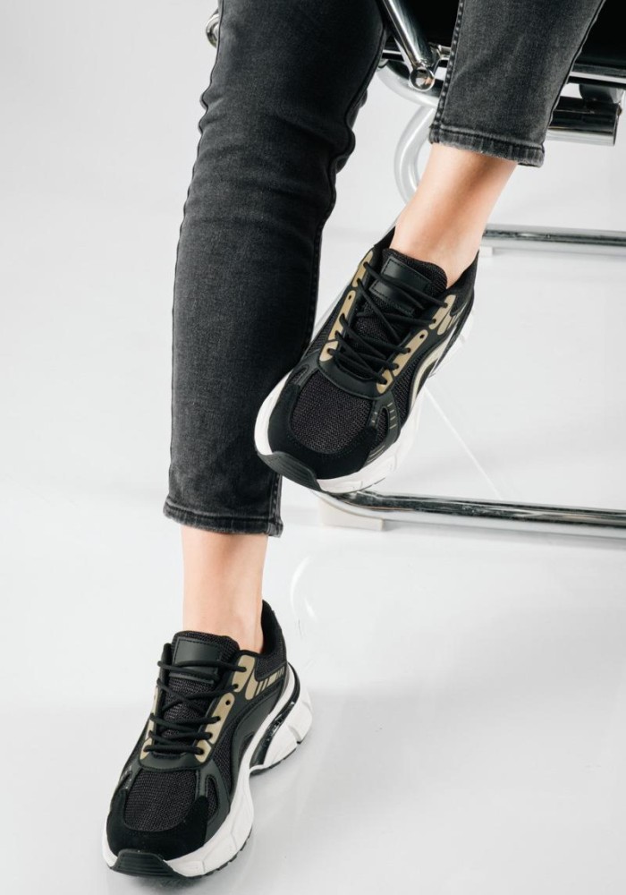 Chunky sneakers με σχέδιο διχρωμία ΜΑΥΡΟ