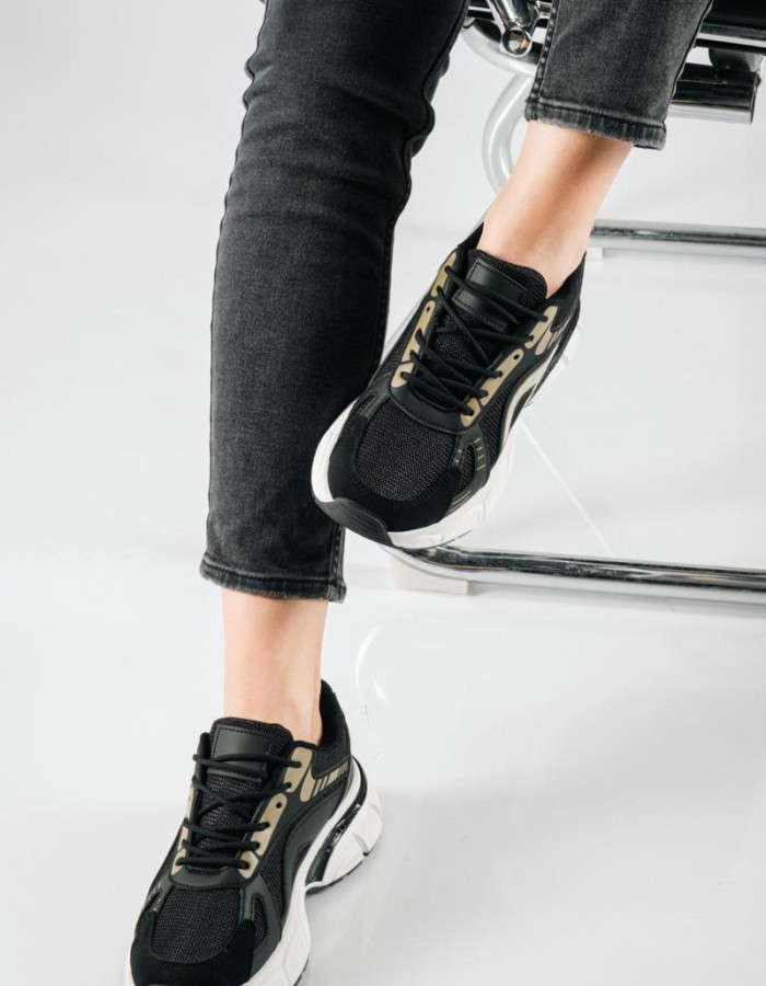 Chunky sneakers με σχέδιο διχρωμία ΜΑΥΡΟ