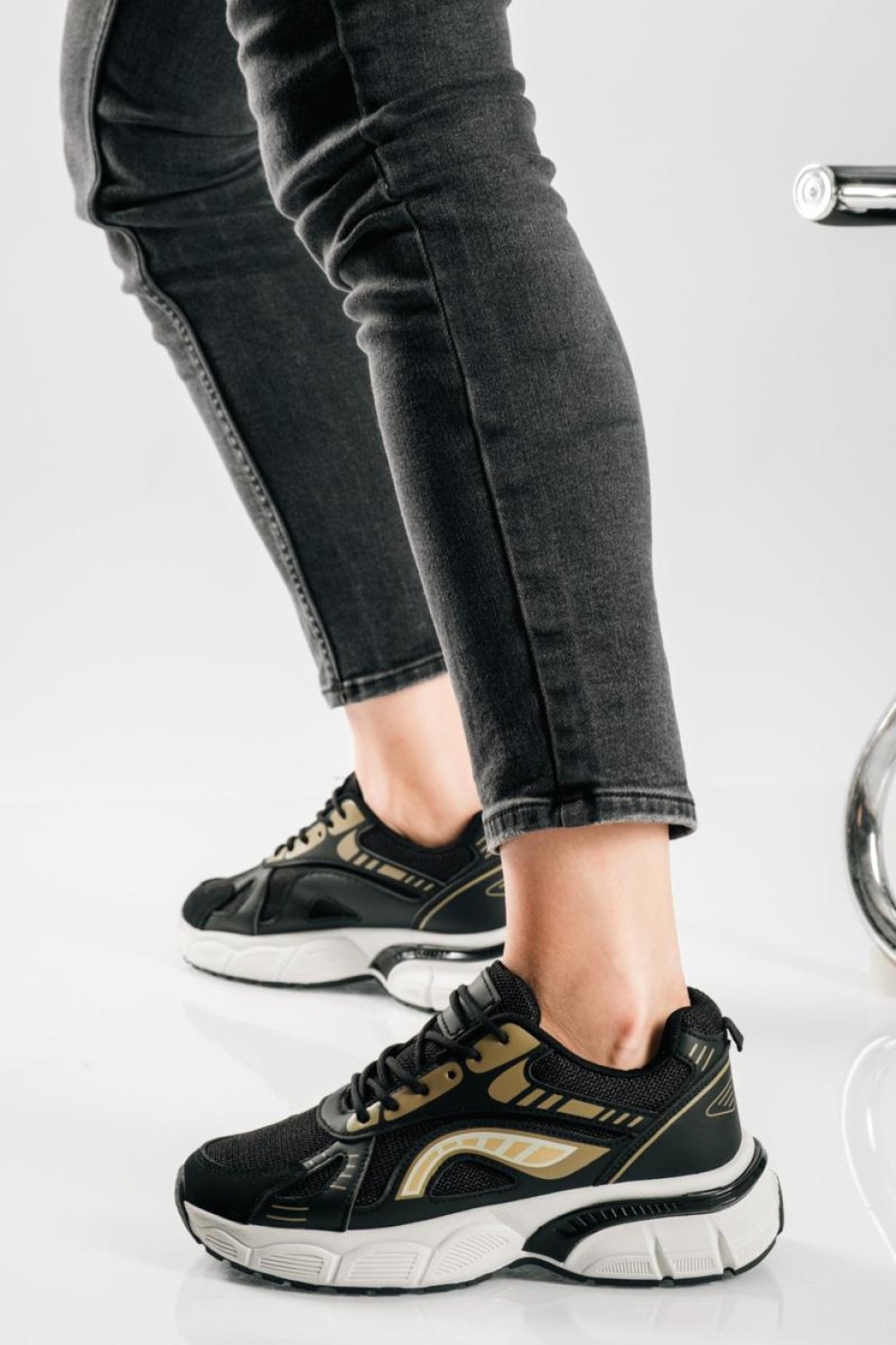 Chunky sneakers με σχέδιο διχρωμία ΜΑΥΡΟ
