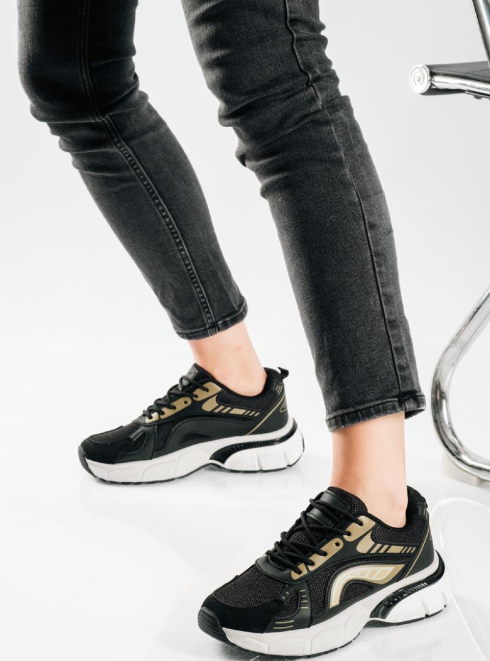 Chunky sneakers με σχέδιο διχρωμία ΜΑΥΡΟ Chunky sneakers με σχέδιο διχρωμία ΜΑΥΡΟ