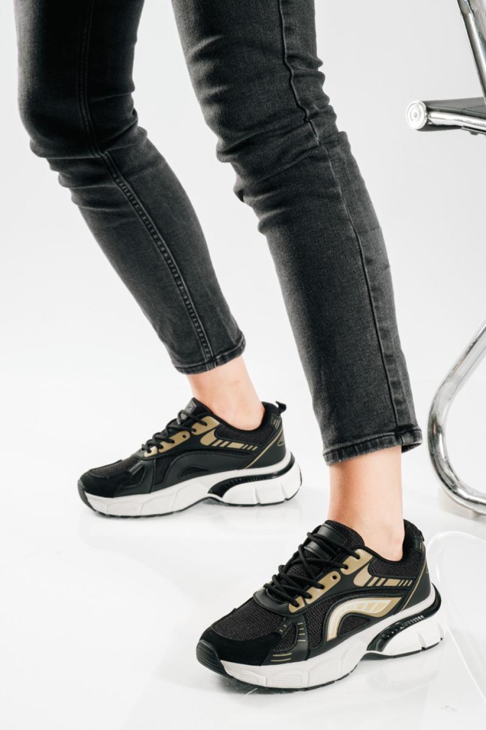 Chunky sneakers με σχέδιο διχρωμία ΜΑΥΡΟ Chunky sneakers με σχέδιο διχρωμία ΜΑΥΡΟ