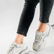 Chunky sneakers με σχέδιο διχρωμία ΑΣΠΡΟ Chunky sneakers με σχέδιο διχρωμία ΑΣΠΡΟ