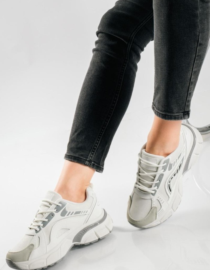 Chunky sneakers με σχέδιο διχρωμία ΑΣΠΡΟ
