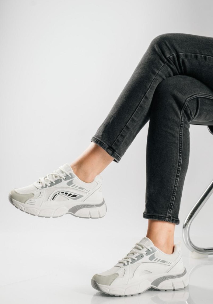 Chunky sneakers με σχέδιο διχρωμία ΑΣΠΡΟ
