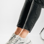 Chunky sneakers με σχέδιο διχρωμία ΑΣΠΡΟ Chunky sneakers με σχέδιο διχρωμία ΑΣΠΡΟ