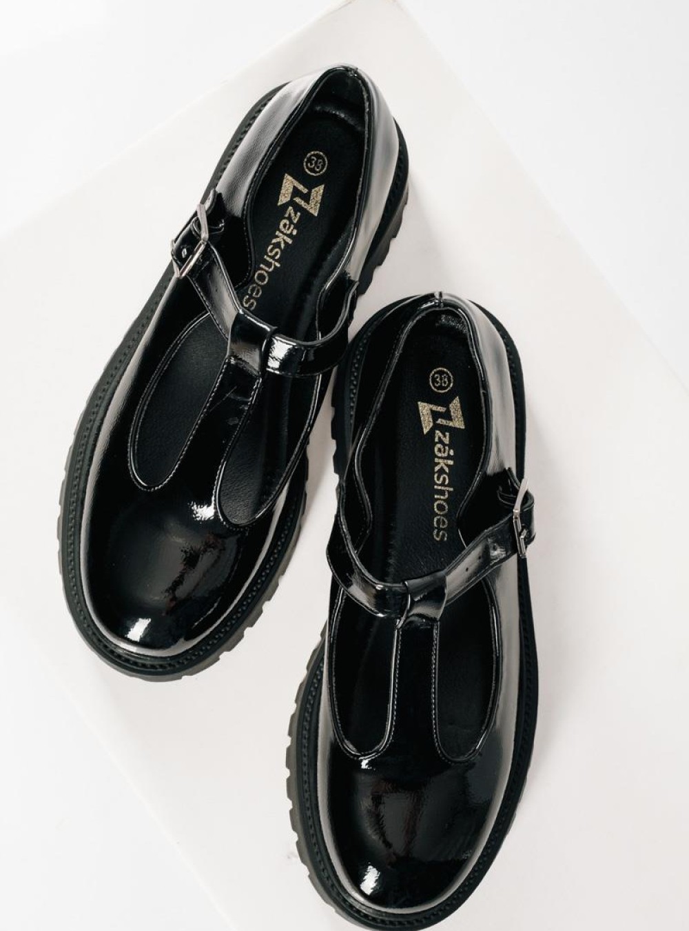 Λουστρίνι T-Bar loafers με chunky σόλα ΜΑΥΡΟ Λουστρίνι T-Bar loafers με chunky σόλα ΜΑΥΡΟ