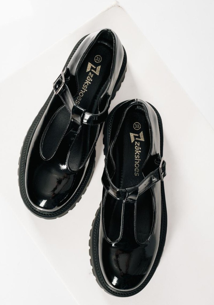 Λουστρίνι T-Bar loafers με chunky σόλα ΜΑΥΡΟ