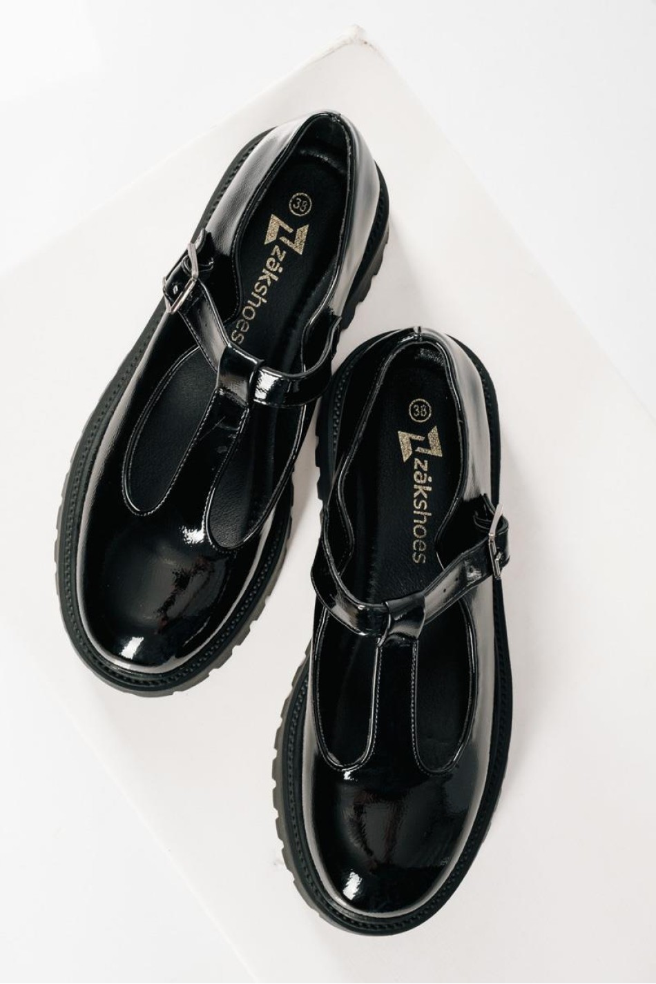 Λουστρίνι T-Bar loafers με chunky σόλα ΜΑΥΡΟ