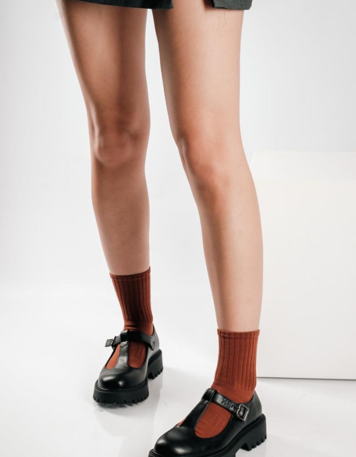 Ματ T-Bar loafers με chunky σόλα ΜΑΥΡΟ