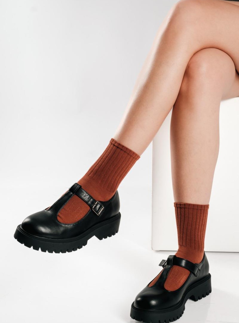 Ματ T-Bar loafers με chunky σόλα ΜΑΥΡΟ Ματ T-Bar loafers με chunky σόλα ΜΑΥΡΟ