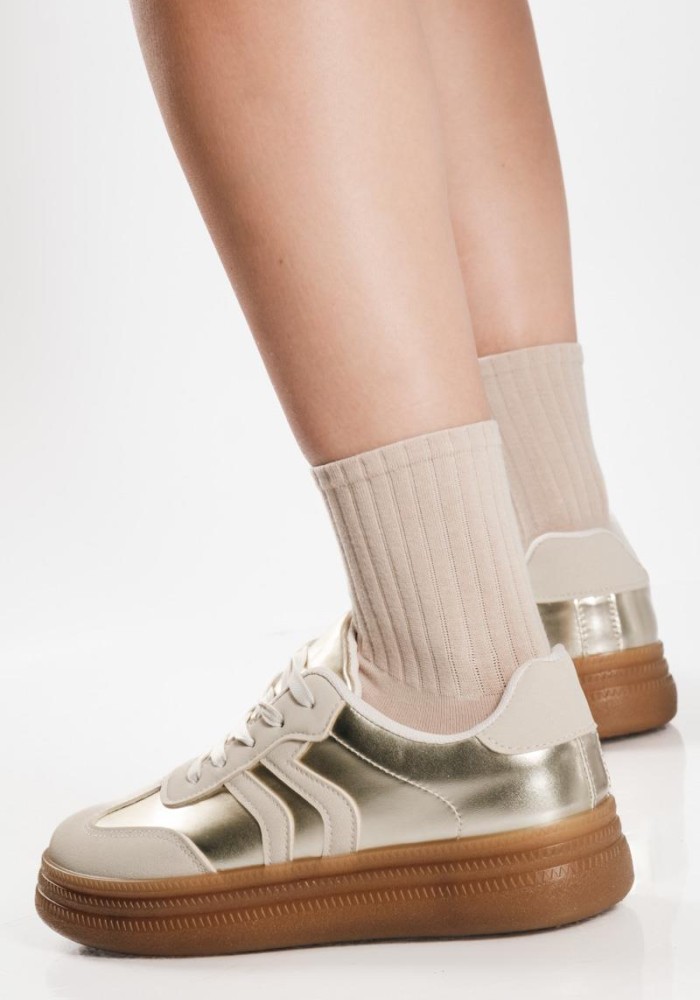 Retro sneakers σε μεταλλικές αποχρώσεις ΧΡΥΣΟ