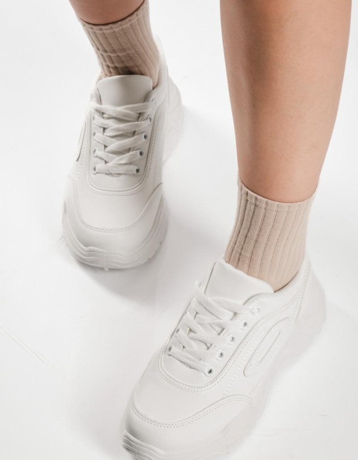 Chunky δίσολα sneakers σε basic γραμμή ΑΣΠΡΟ