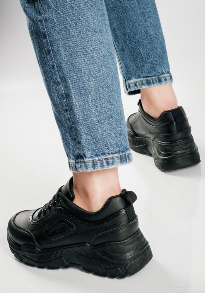 Chunky δίσολα sneakers σε basic γραμμή ΜΑΥΡΟ