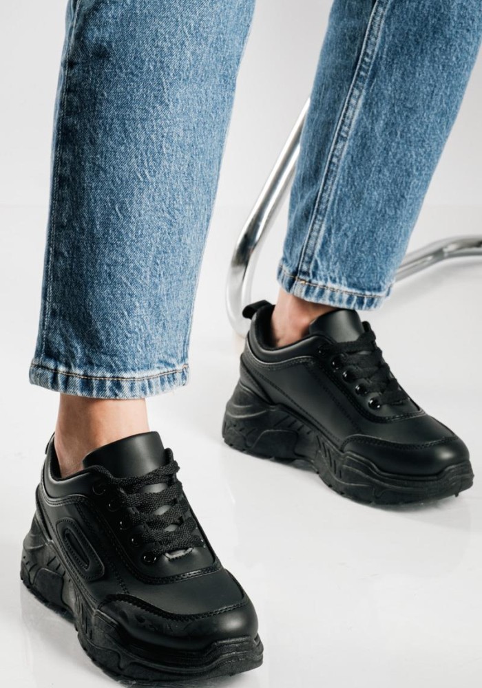 Chunky δίσολα sneakers σε basic γραμμή ΜΑΥΡΟ