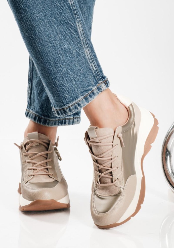 Casual sneakers με πλατφόρμα σε γήινες αποχρώσεις ΜΠΕΖ