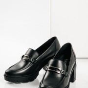 RAGAZZA δερμάτινο loafer με μεταλλική αγκράφα ΜΑΥΡΟ RAGAZZA δερμάτινο loafer με μεταλλική αγκράφα ΜΑΥΡΟ