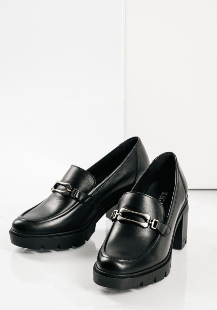 RAGAZZA δερμάτινο loafer με μεταλλική αγκράφα ΜΑΥΡΟ