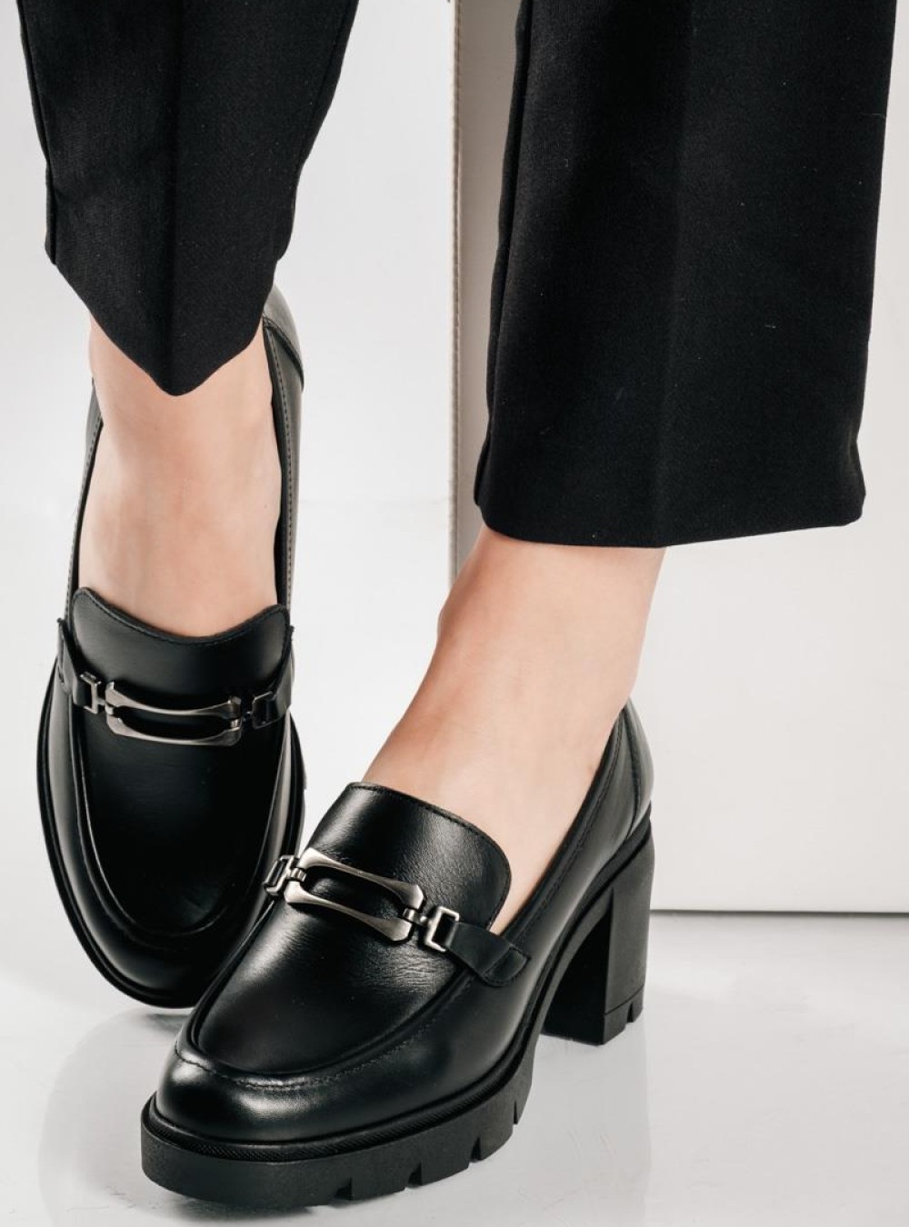 RAGAZZA δερμάτινο loafer με μεταλλική αγκράφα ΜΑΥΡΟ RAGAZZA δερμάτινο loafer με μεταλλική αγκράφα ΜΑΥΡΟ