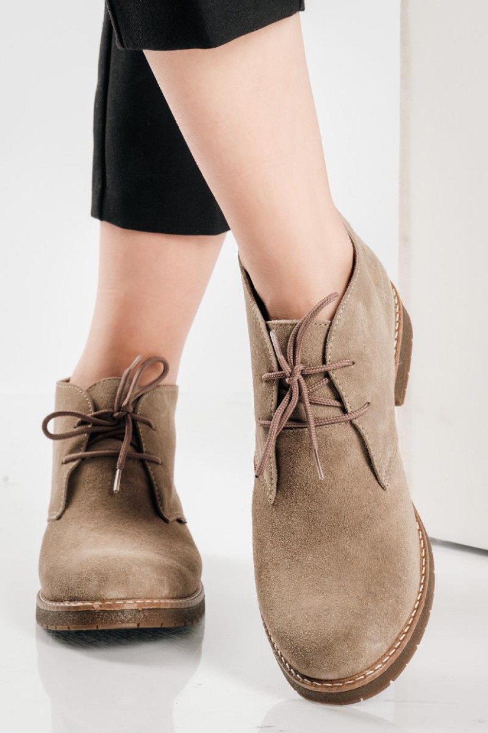 RAGAZZA suede δερμάτινα oxford μποτάκια ΠΟΥΡΟ