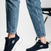Running ελαφριά υφασμάτινα sneakers ΜΠΛΕ/ΑΣΠΡΟ