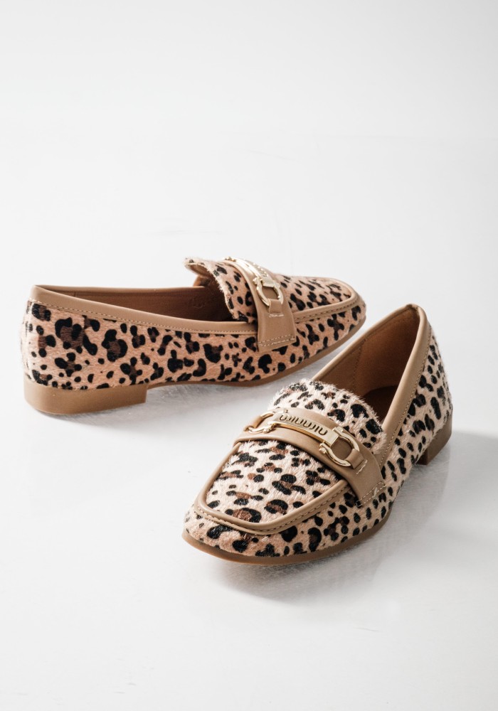 Loafers με Animal Print & Διακοσμητική Αγκράφα ΛΕΟΠΑΡ