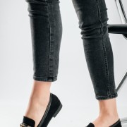 Suede Loafers με δερμάτινη φάσα και χρυσή αγκράφα ΜΑΥΡΟ Suede Loafers με δερμάτινη φάσα και χρυσή αγκράφα ΜΑΥΡΟ