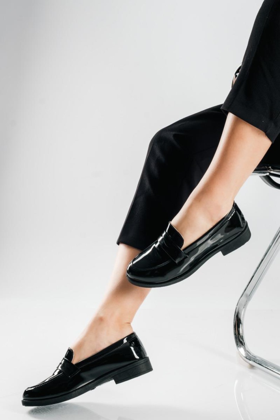 Λουστρίνι Loafers με Minimal Design ΜΑΥΡΟ