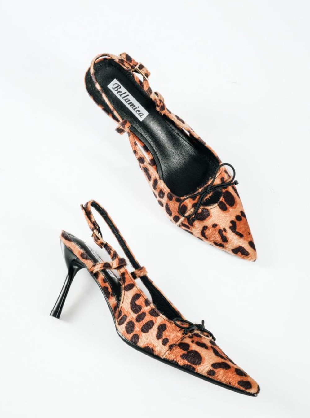 Slingback ponyskin γόβες με ιδιαίτερο print και λεπτό φιογκάκι μπροστά ΛΕΟΠΑΡ Slingback ponyskin γόβες με ιδιαίτερο print και λεπτό φιογκάκι μπροστά ΛΕΟΠΑΡ