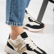 Chunky sneakers με συνδυασμό υλικών και ιδιαίτερο σχέδιο στη σόλα ΜΑΥΡΟ Chunky sneakers με συνδυασμό υλικών και ιδιαίτερο σχέδιο στη σόλα ΜΑΥΡΟ