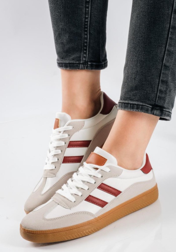 Retro sneakers με δίχρωμες ρίγες και καφέ σόλα ΜΠΟΡΝΤΩ