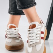 Retro sneakers με δίχρωμες ρίγες και καφέ σόλα ΜΠΟΡΝΤΩ